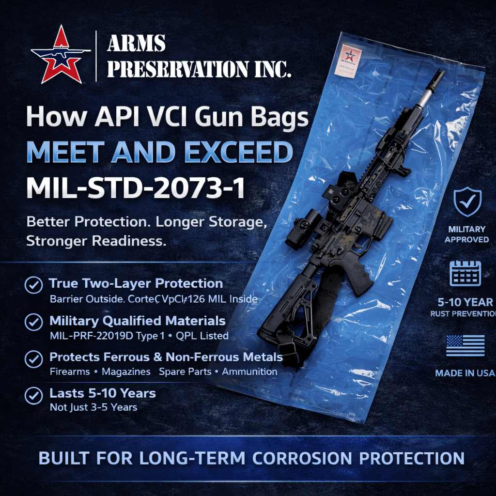 How API VCI Gun Bags Meet and Exceed MIL-STD-2073-1 Better Than Basic VCI Bags - Arms Preservation Inc